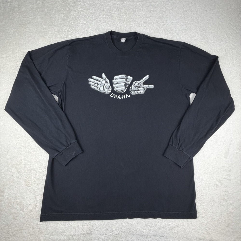 American Apparel‎ Y2K RARE Rock, Paper, Scissors Long Sleeve Black Men's Size XL